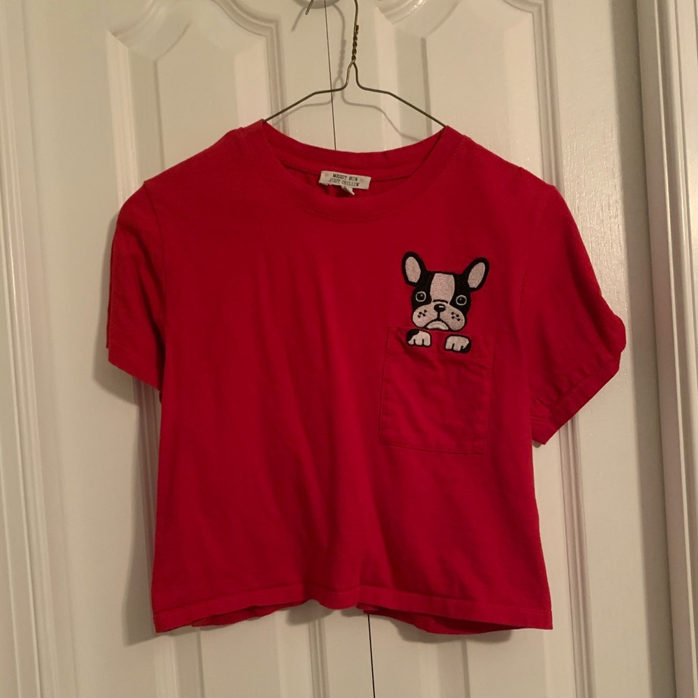 cropped dog pocket tee